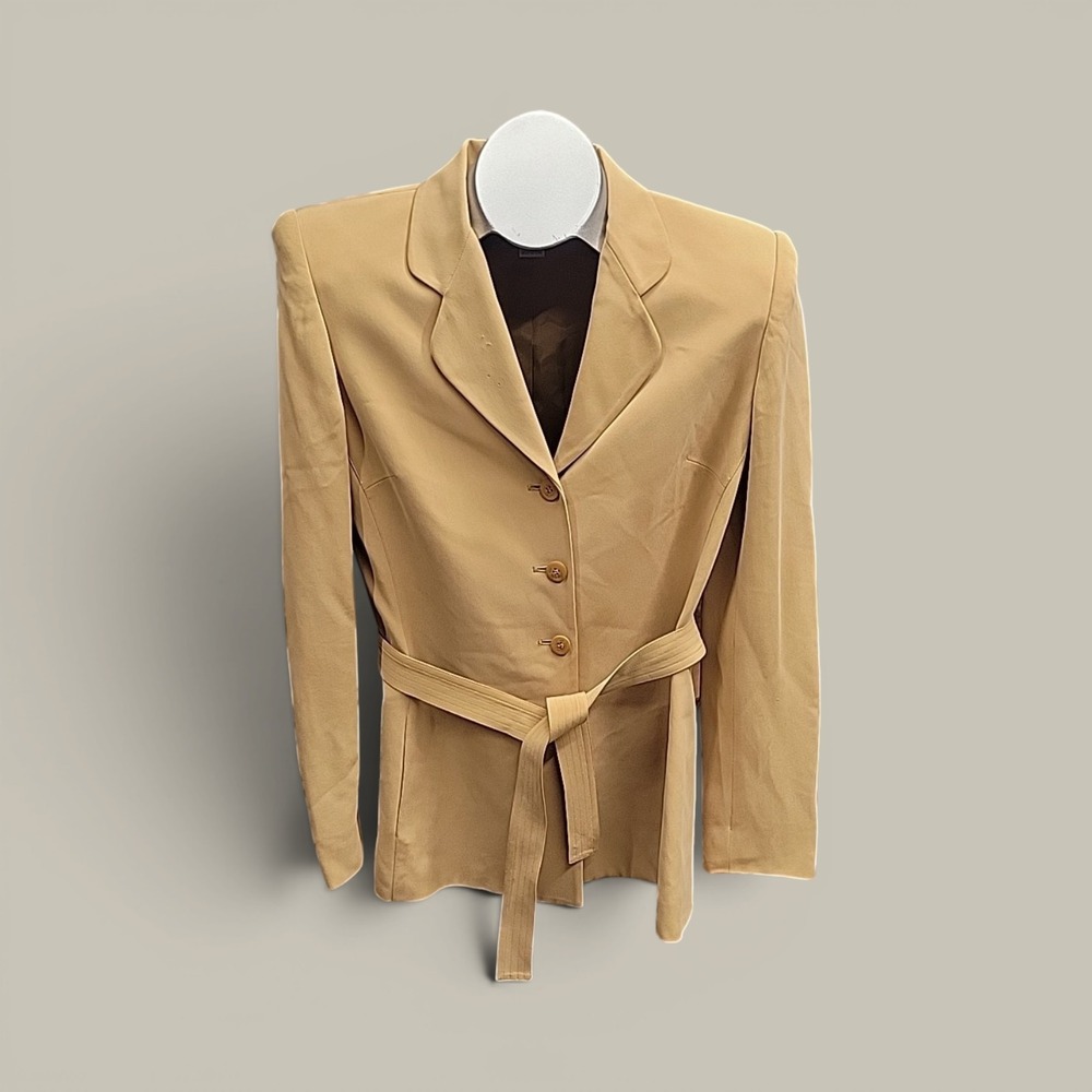 Jones New York Jacket Womens 4 Tan Safari Belted Silk Career Blazer